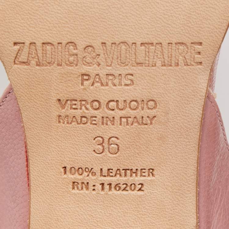 Pre Owned Zadig&Voltaire Metallic/Pink Leather Ankle Strap Sandals Size 36
