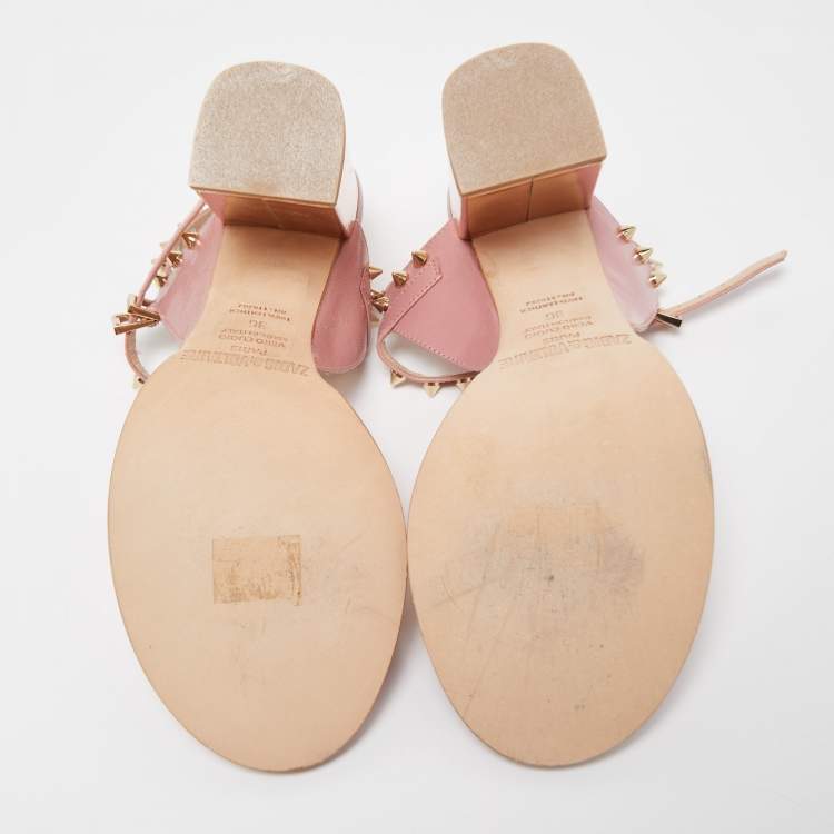 Pre Owned Zadig&Voltaire Metallic/Pink Leather Ankle Strap Sandals Size 36