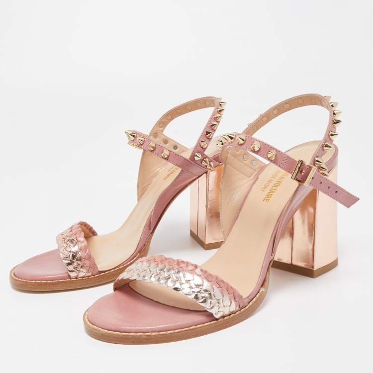 Glitter Pink Sandal-Strap Heels 36 / Pink