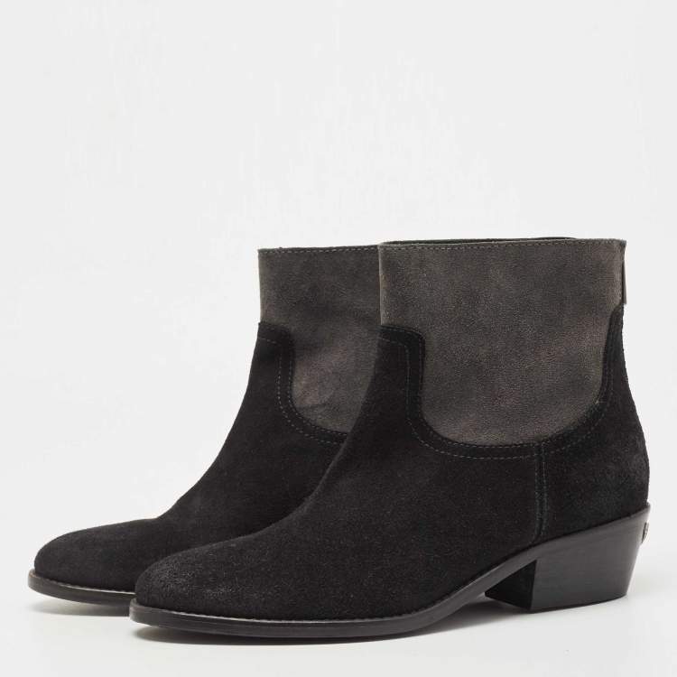 Pre Owned Zadig & Voltaire Black Suede Teddy Ankle Boots Size 36