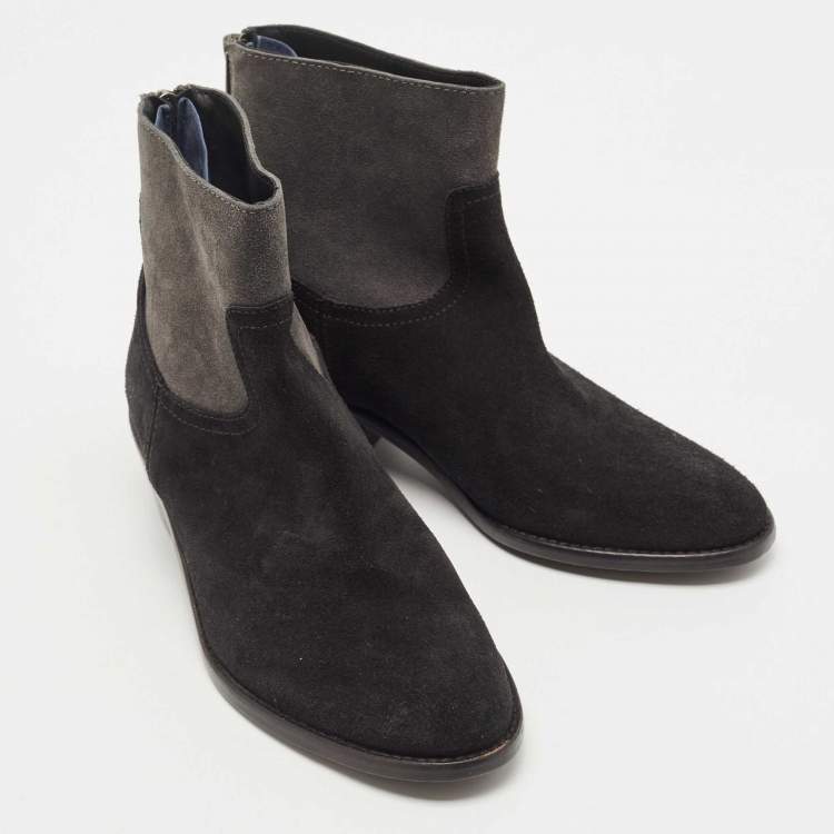 Pre Owned Zadig & Voltaire Black Suede Teddy Ankle Boots Size 36