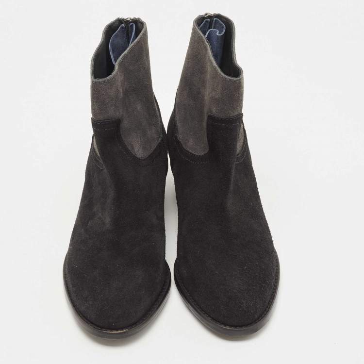 Pre Owned Zadig & Voltaire Black Suede Teddy Ankle Boots Size 36