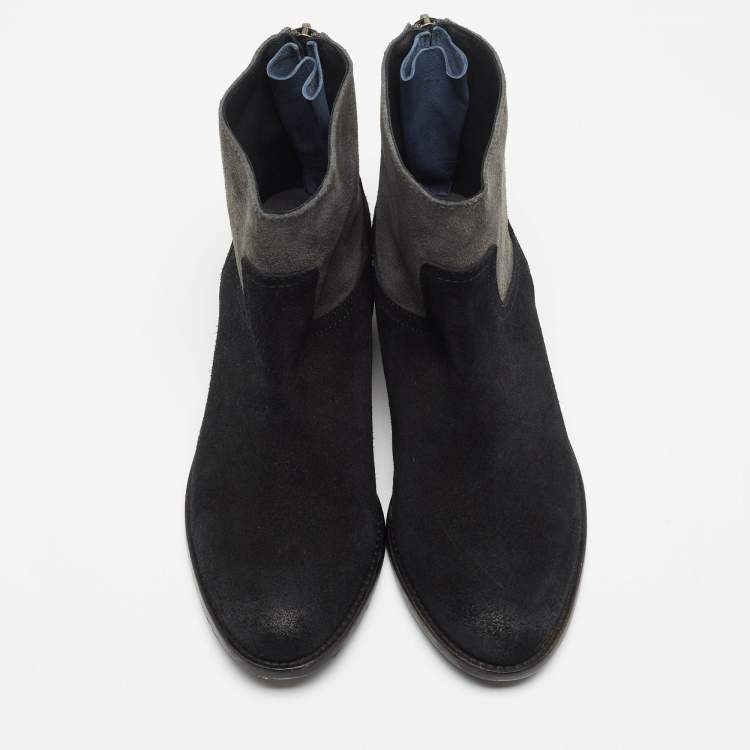 Pre Owned Zadig & Voltaire Black/Grey Suede Ankle Boots Size 36
