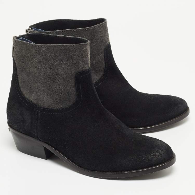 Pre Owned Zadig & Voltaire Black/Grey Suede Ankle Boots Size 36