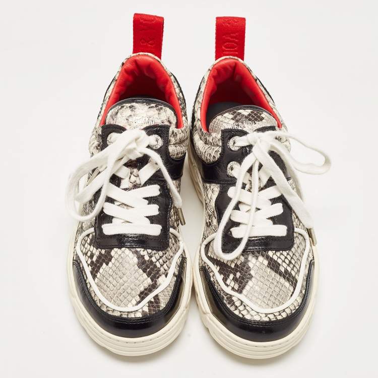 Pre Owned Zadig and Voltaire Black/White Python Embossed Leather Blaze Sneakers Size 38