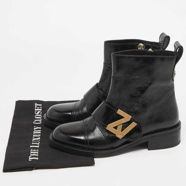Pre Owned Zadig & Voltaire Black Leather Combat Boots Size 40
