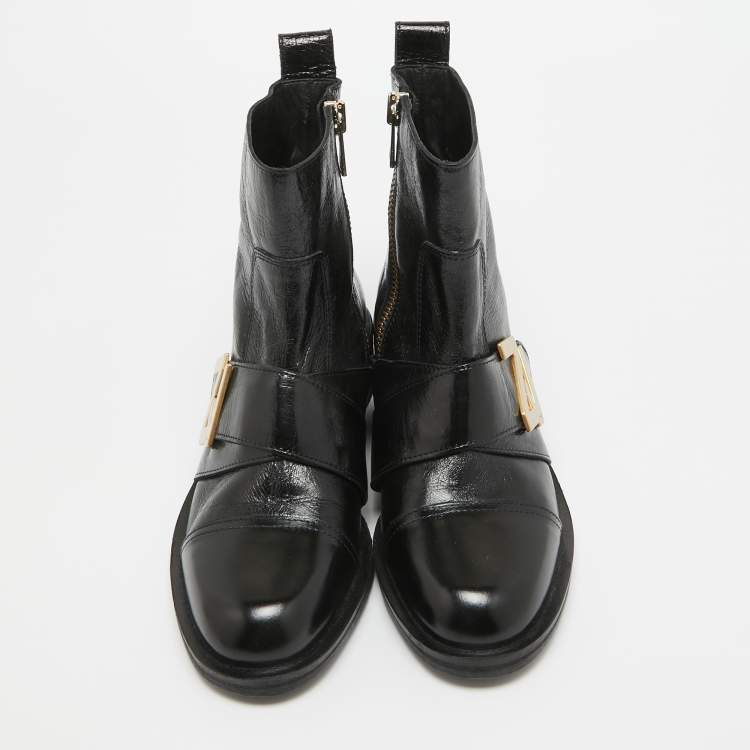 Pre Owned Zadig & Voltaire Black Leather Combat Boots Size 40