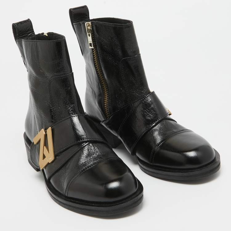 Pre Owned Zadig & Voltaire Black Leather Combat Boots Size 40