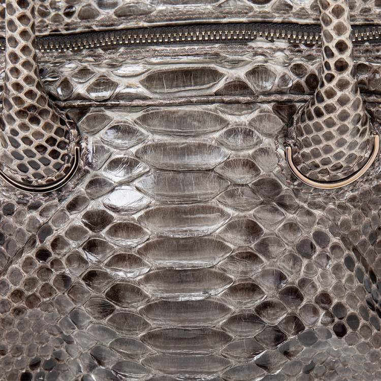 Pre Owned Zagliani Brown Python Leather Zip Satchel