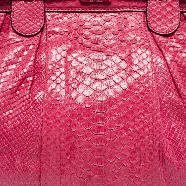 Pre Owned Zagliani Pink Python Puffy Hobo