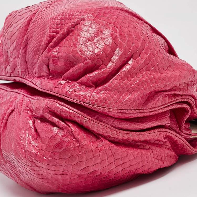 Pre Owned Zagliani Pink Python Puffy Hobo