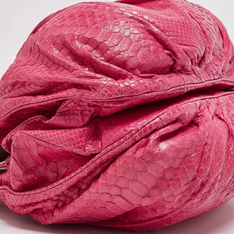 Pre Owned Zagliani Pink Python Puffy Hobo