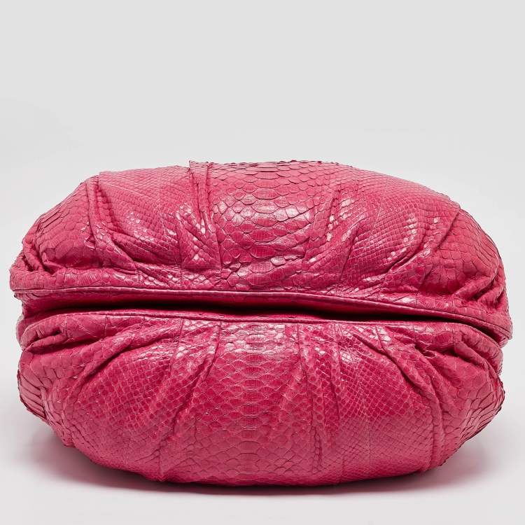 Pre Owned Zagliani Pink Python Puffy Hobo