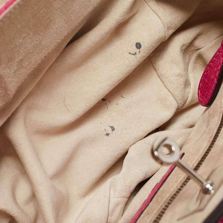 Pre Owned Zagliani Pink Python Puffy Hobo