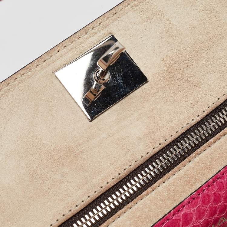 Pre Owned Zagliani Pink Python Puffy Hobo