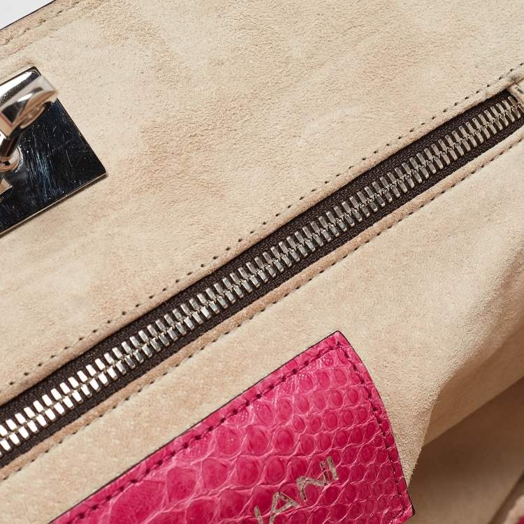 Pre Owned Zagliani Pink Python Puffy Hobo