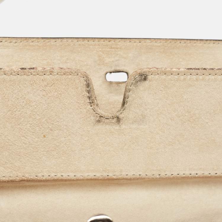 Pre Owned Zagliani Beige/Brown Shimmer Python Puffy Hobo