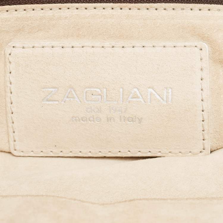 Pre Owned Zagliani Beige/Brown Shimmer Python Puffy Hobo
