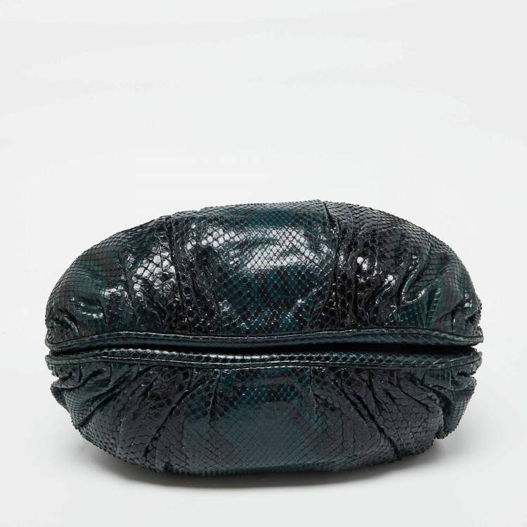 Pre Owned Zagliani Black/Green Python Puffy Hobo