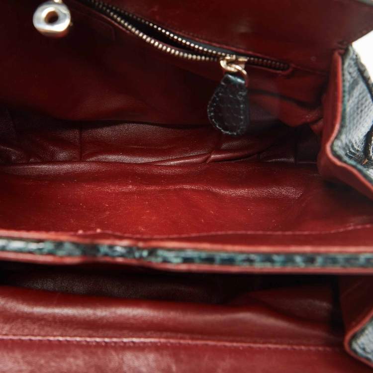 Pre Owned Zagliani Black/Green Python Puffy Hobo