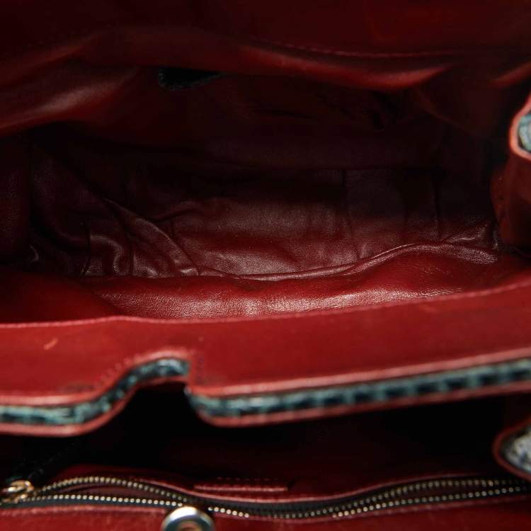 Pre Owned Zagliani Black/Green Python Puffy Hobo