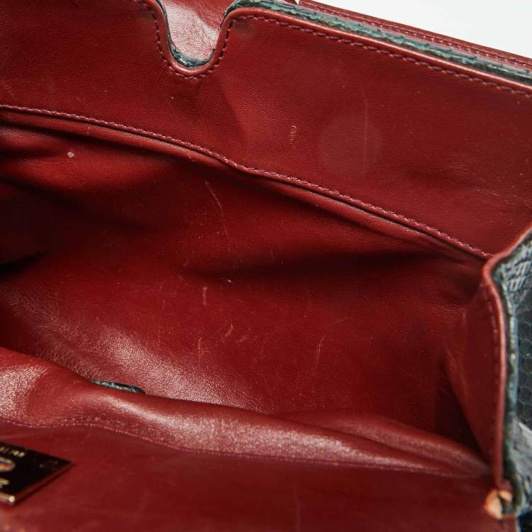 Pre Owned Zagliani Black/Green Python Puffy Hobo