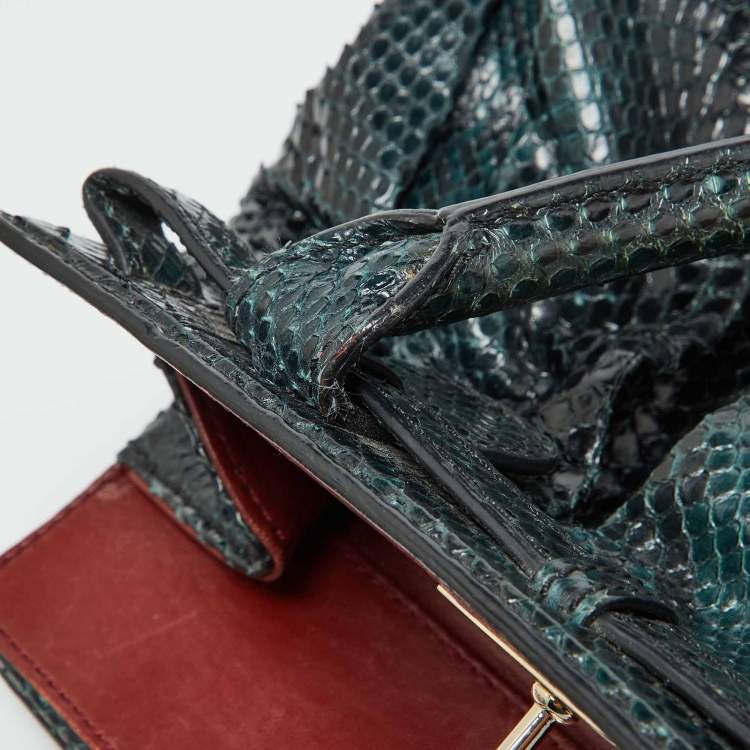Pre Owned Zagliani Black/Green Python Puffy Hobo