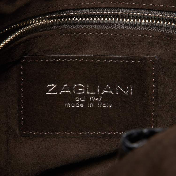 Pre Owned Zagliani Black Python Oversized Pouch Clutch