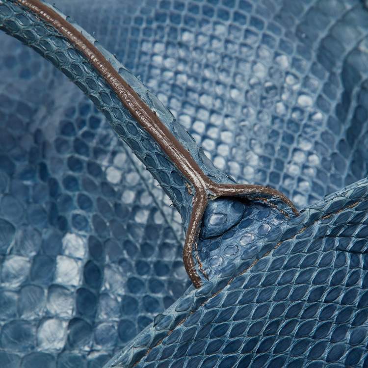 Pre Owned Zagliani Blue Python Shopper Tote