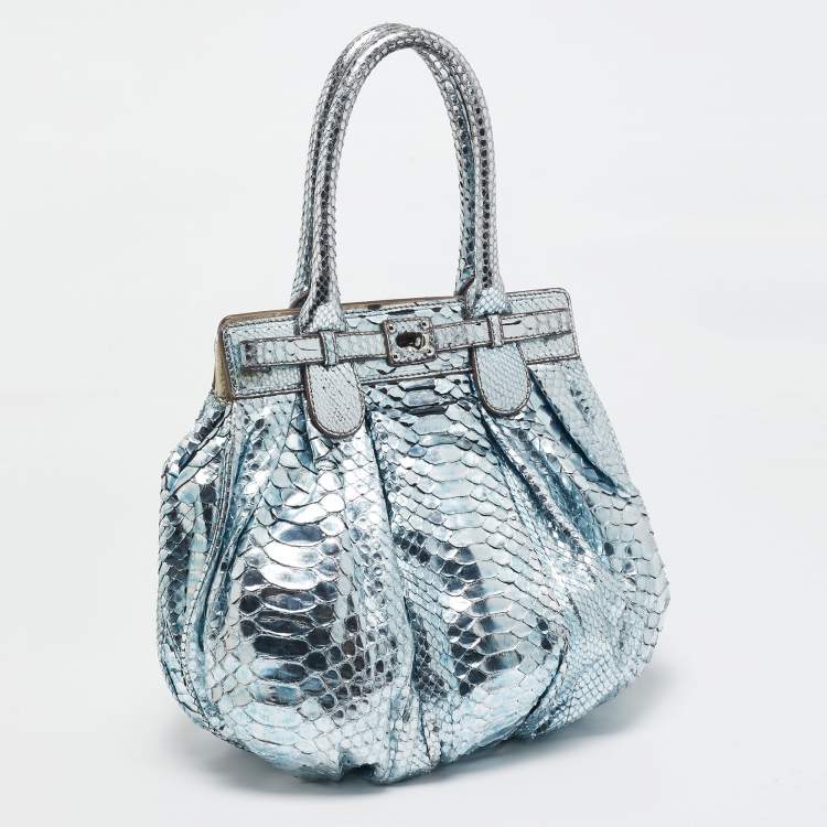 Pre Owned Zagliani Metallic Python Puffy Hobo