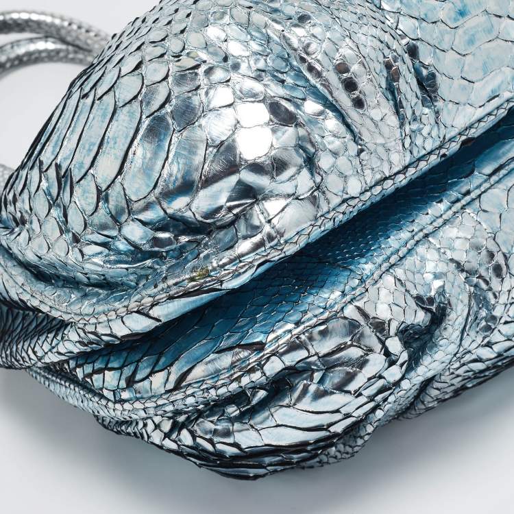 Pre Owned Zagliani Metallic Python Puffy Hobo