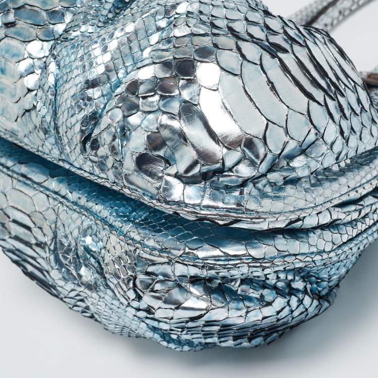 Pre Owned Zagliani Metallic Python Puffy Hobo
