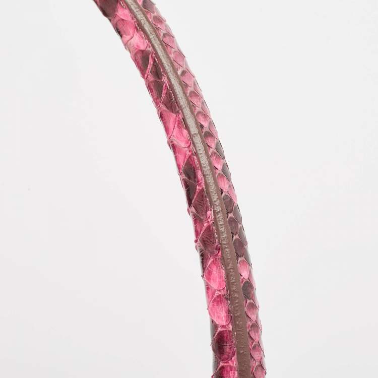 Pre Owned Zagliani Pink/Black Python Puffy Hobo