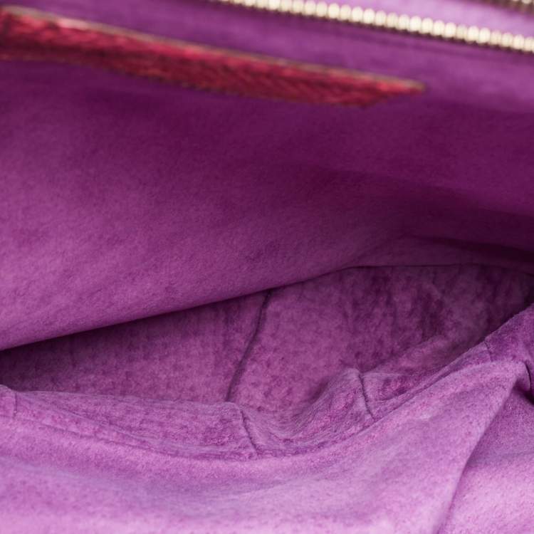 Pre Owned Zagliani Pink/Black Python Puffy Hobo