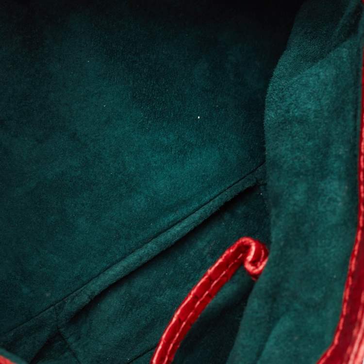 Pre Owned Zagliani Red Python Flap Chain Hobo