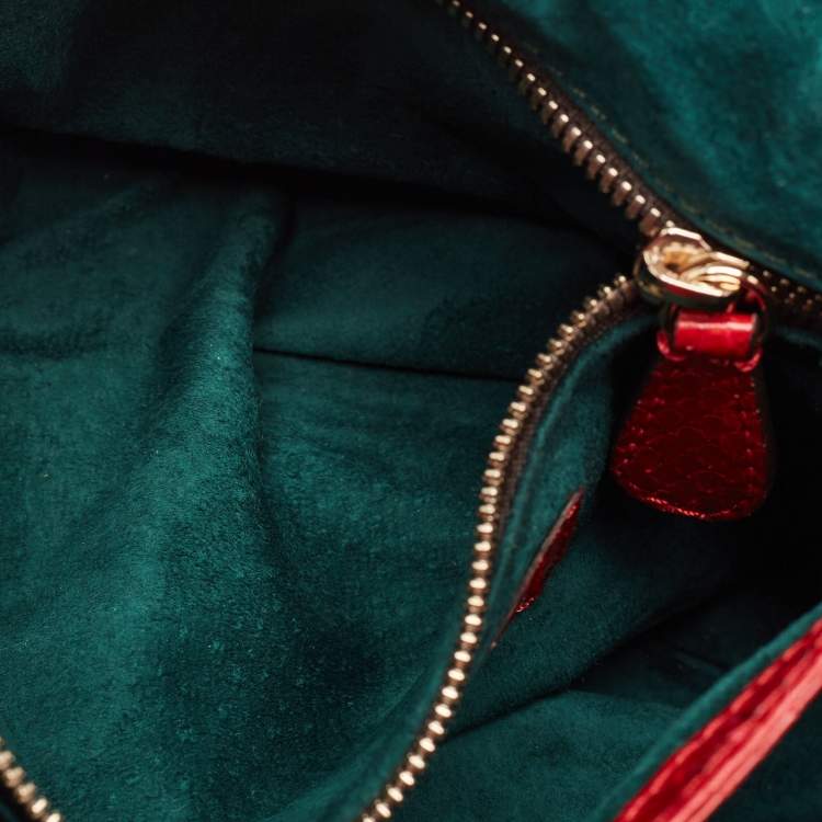 Pre Owned Zagliani Red Python Flap Chain Hobo