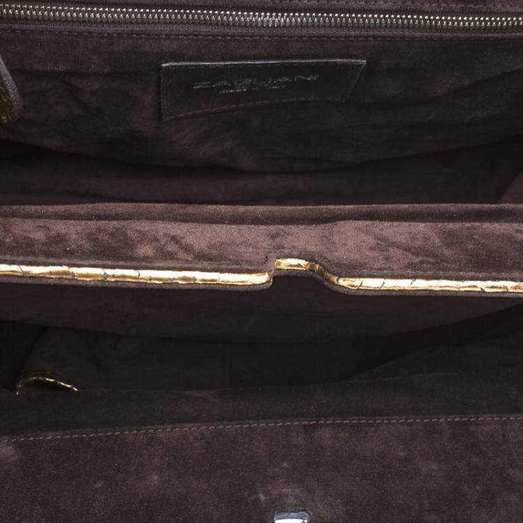 Pre Owned Zagliani Metallic Gold Python Puffy Hobo