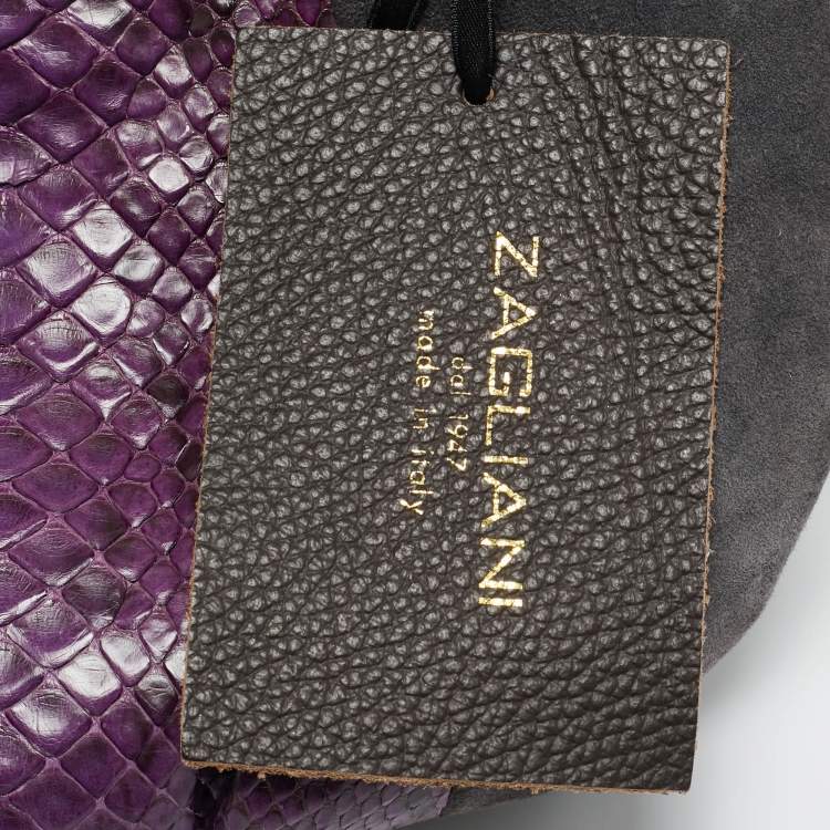 Pre Owned Zagliani Multicolor Suede and Python Clutch