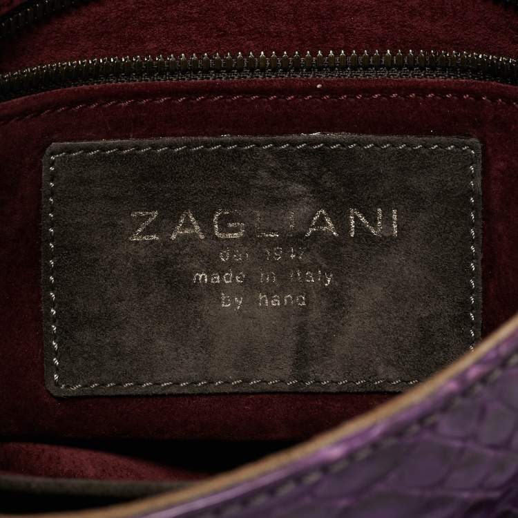 Pre Owned Zagliani Multicolor Suede and Python Clutch