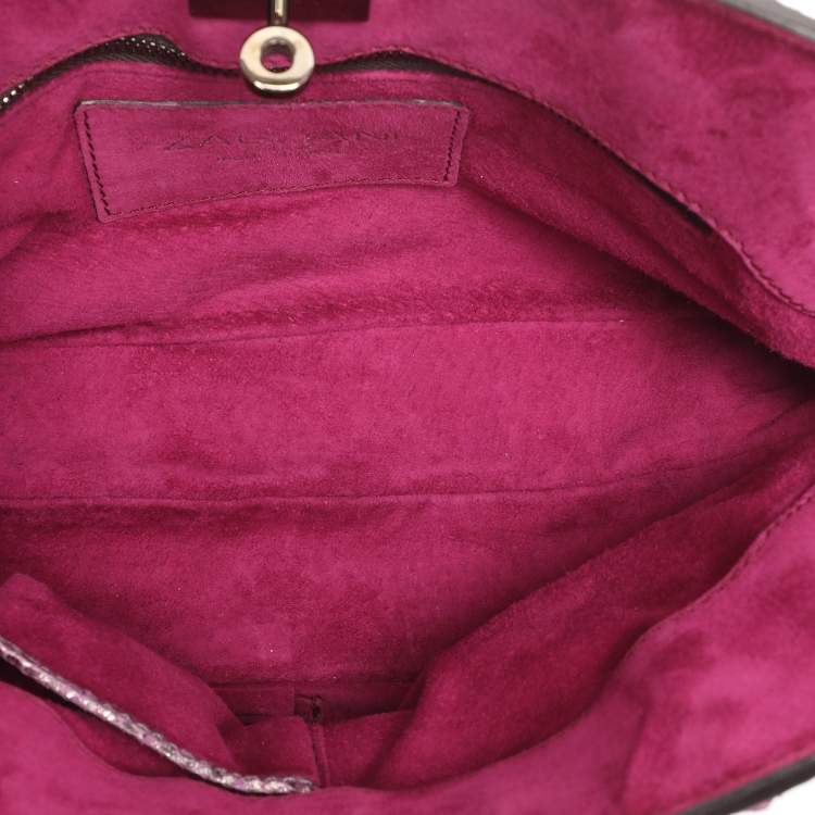 Pre Owned Zagliani Purple Python Turn Luck Clutch