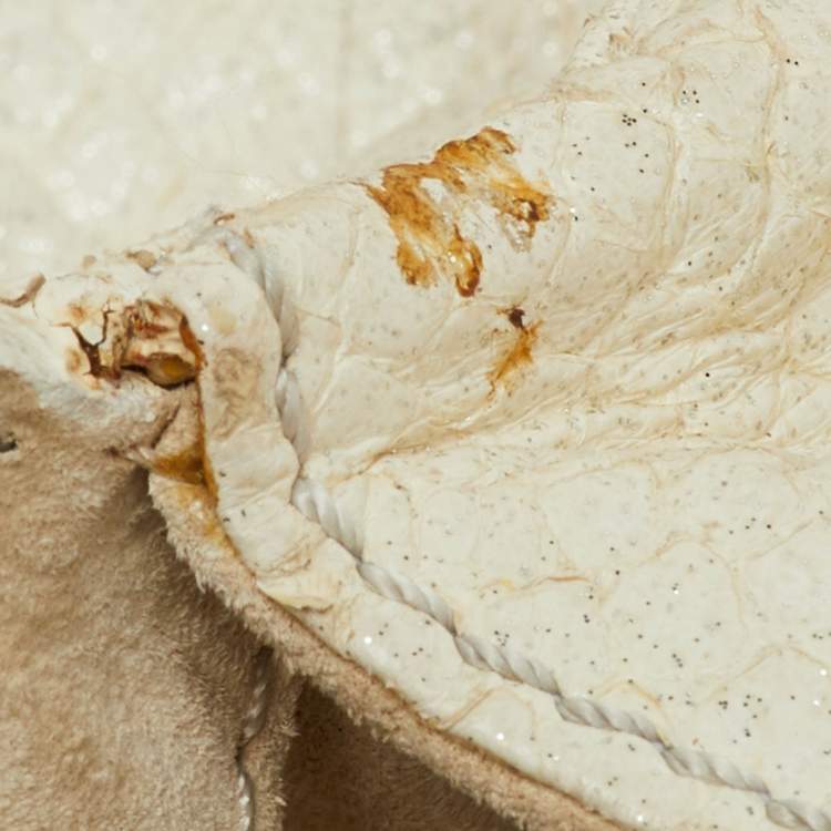 Pre Owned Zagliani White Python Puffy Satchel