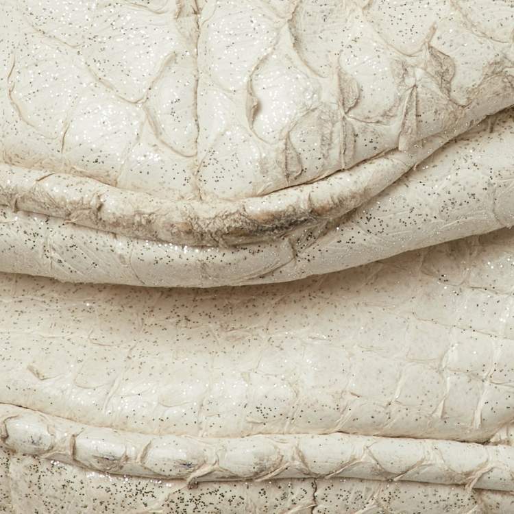 Pre Owned Zagliani White Python Puffy Satchel