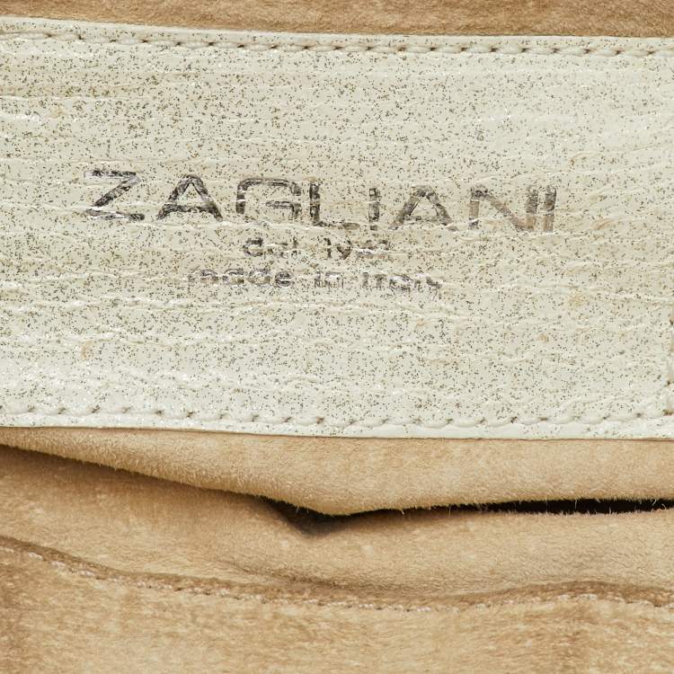 Pre Owned Zagliani White Python Puffy Satchel