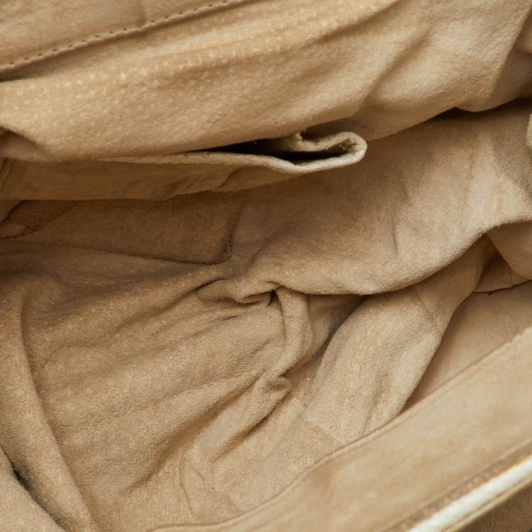 Pre Owned Zagliani White Python Puffy Satchel