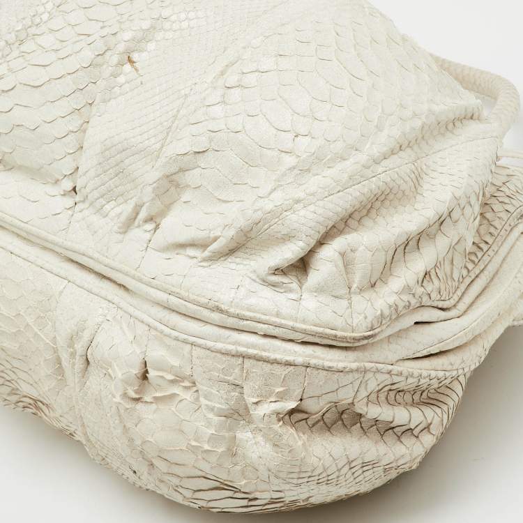 Pre Owned Zagliani White Python Puffy Satchel