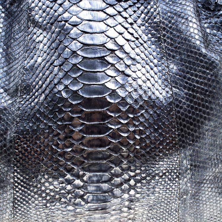 Pre Owned Zagliani Metallic Python Shopper Tote