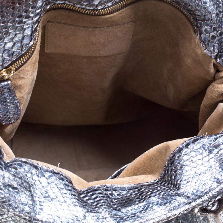 Pre Owned Zagliani Metallic Python Shopper Tote
