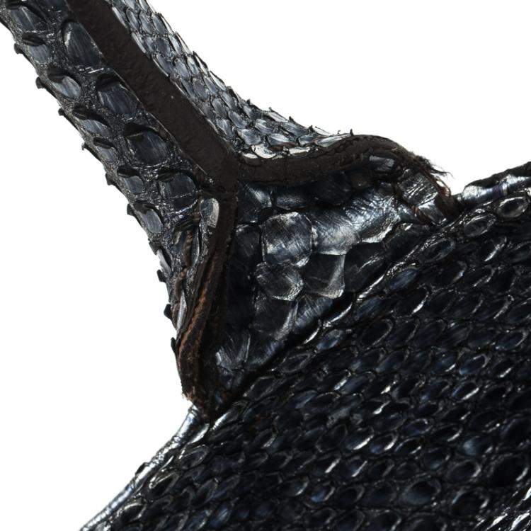Pre Owned Zagliani Metallic Python Shopper Tote