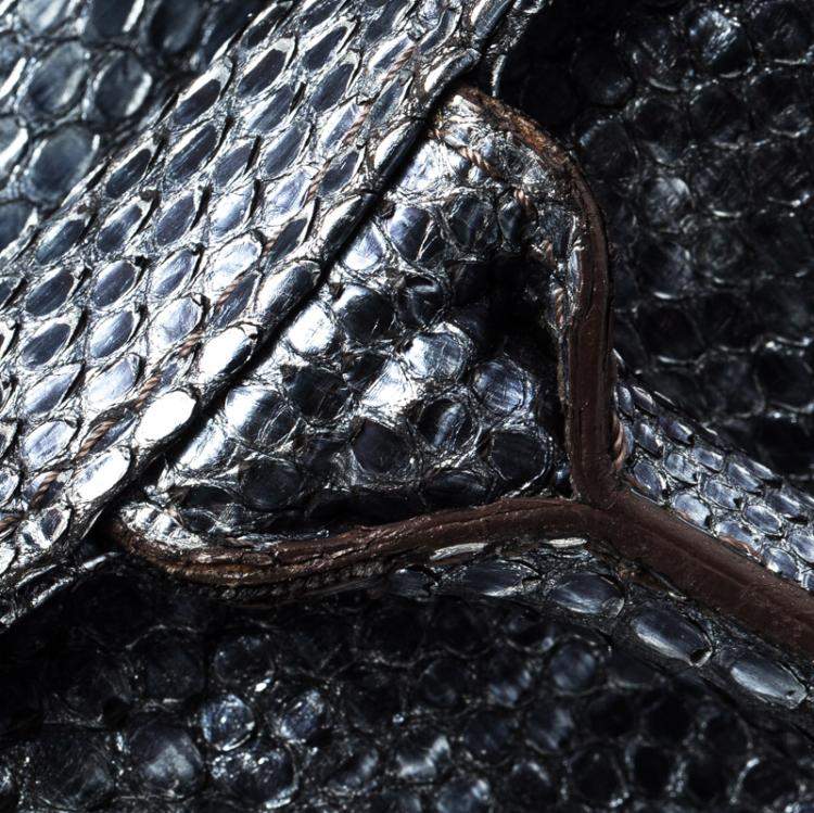 Pre Owned Zagliani Metallic Python Shopper Tote