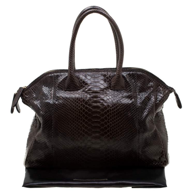 Pre Owned Zagliani Brown Python Tomodachi Weekender Bag